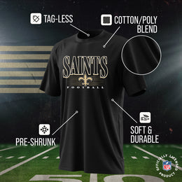 New Orleans Saints NFL Youth Overtime Blueprint Football T-Shirt Unisex Tag Free Comfortable - Black
