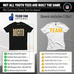 New Orleans Saints NFL Youth Repeating Logo Football T-Shirt Unisex Tag Free Comfortable - Black