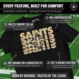 New Orleans Saints NFL Youth Repeating Logo Football T-Shirt Unisex Tag Free Comfortable - Black
