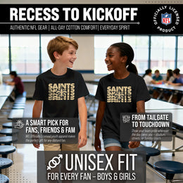 New Orleans Saints NFL Youth Repeating Logo Football T-Shirt Unisex Tag Free Comfortable - Black