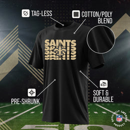 New Orleans Saints NFL Youth Repeating Logo Football T-Shirt Unisex Tag Free Comfortable - Black