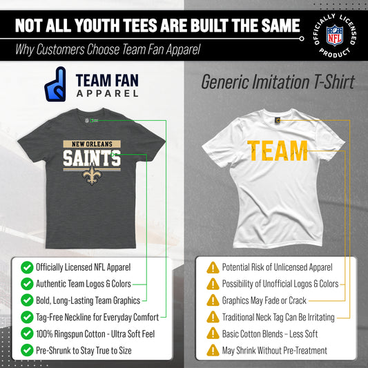 New Orleans Saints NFL Youth Short Sleeve Charcoal T Shirt - Charcoal