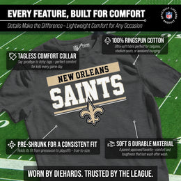 New Orleans Saints NFL Youth Short Sleeve Charcoal T Shirt - Charcoal