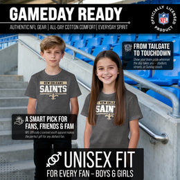 New Orleans Saints NFL Youth Short Sleeve Charcoal T Shirt - Charcoal