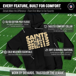 New Orleans Saints NFL Youth Repeating Logo Football Fleece Hooded Sweatshirt - Black
