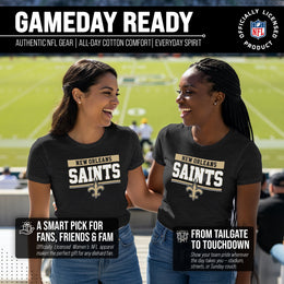 New Orleans Saints NFL Women's Team Block Charcoal Tagless T-Shirt - Charcoal