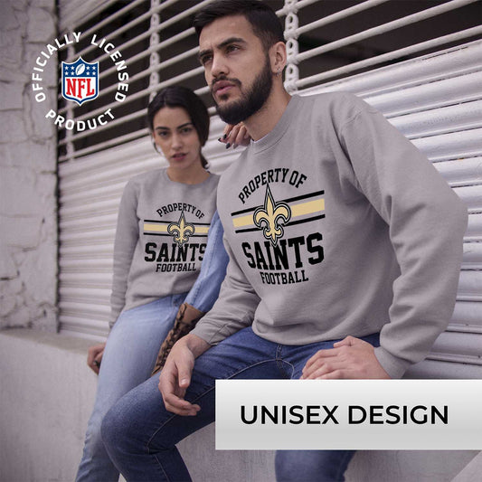 New Orleans Saints NFL Adult Property Of Crewneck Fleece Sweatshirt - Sport Gray
