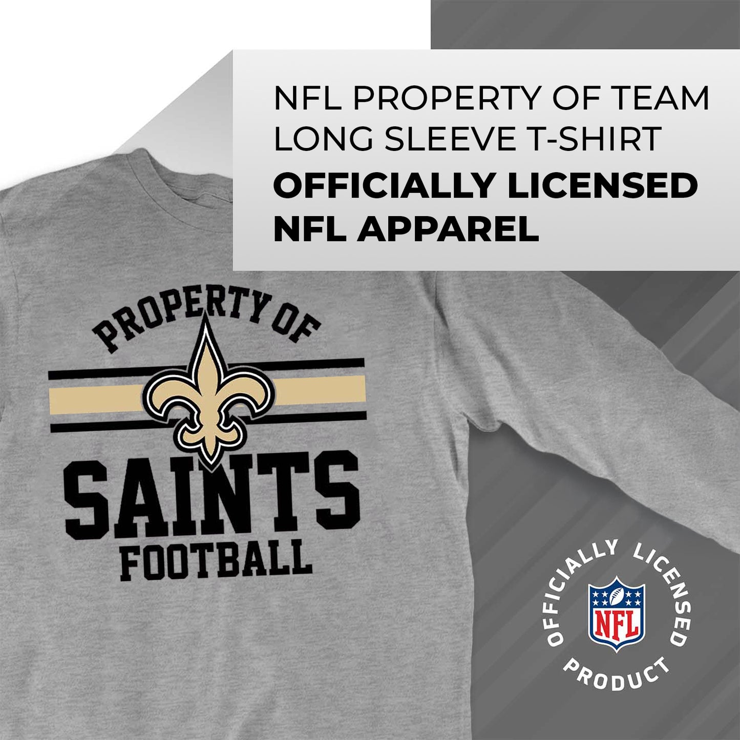 New Orleans Saints NFL Adult Property Of Long SleeveT Shirt - Sport Gray