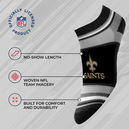 New Orleans Saints NFL Adult Marquis Addition No Show Socks - Black