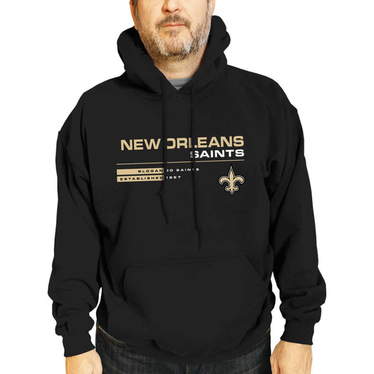 New Orleans Saints Adult NFL Speed Stat Sheet Fleece Hooded Sweatshirt - Black