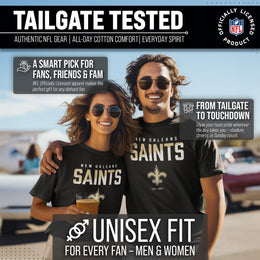 New Orleans Saints Adult NFL Diagonal Fade Color Block T-Shirt - Black