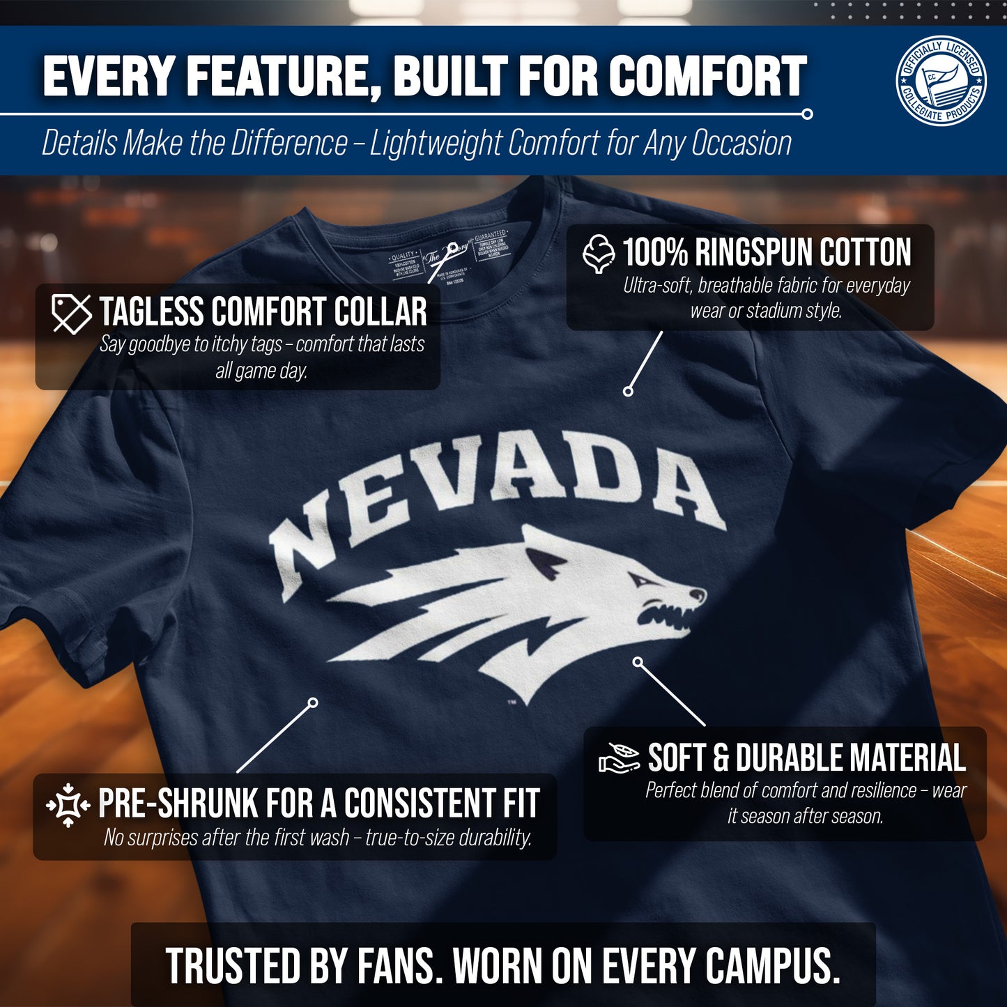 Nevada Wolf Pack NCAA Adult Gameday Cotton T-Shirt - Navy