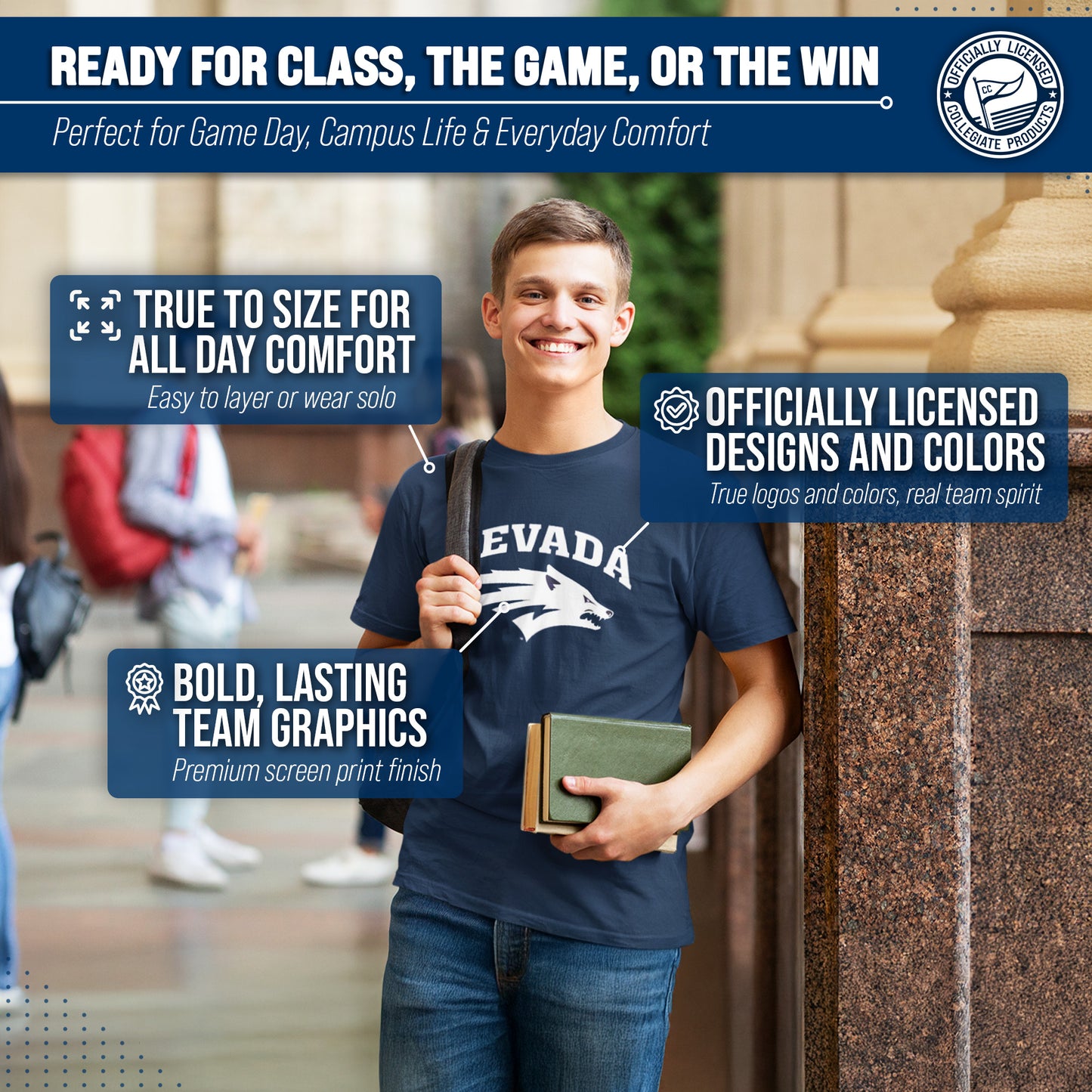Nevada Wolf Pack NCAA Adult Gameday Cotton T-Shirt - Navy