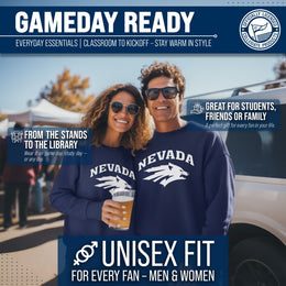 Nevada Wolf Pack Campus Colors Adult Arch & Logo Soft Style Gameday Crewneck Sweatshirt  - Navy
