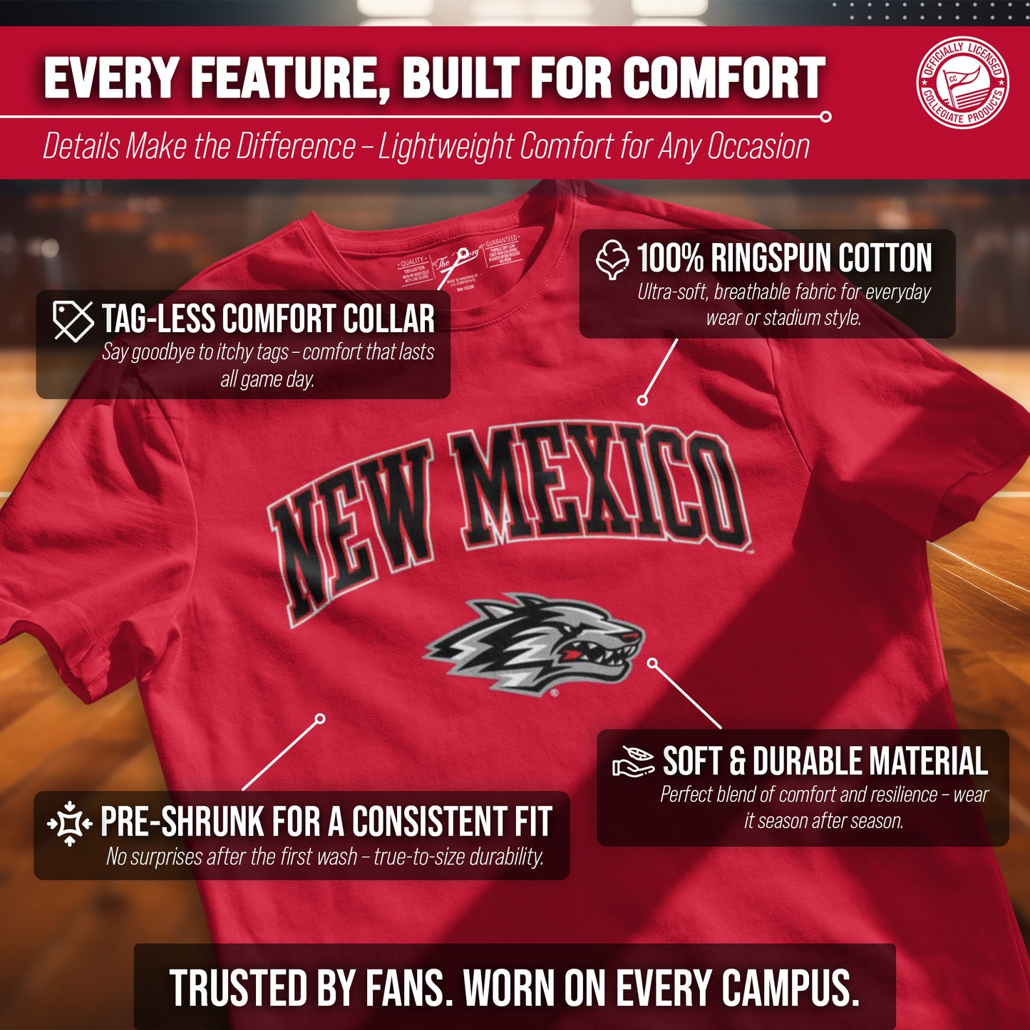 New Mexico Lobos NCAA Adult Gameday Cotton T-Shirt - Red