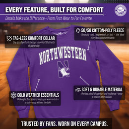 Northwestern Wildcats Adult Arch & Logo Soft Style Gameday Crewneck Sweatshirt - Purple