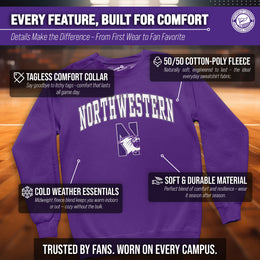 Northwestern Wildcats Adult Arch & Logo Soft Style Gameday Crewneck Sweatshirt - Purple