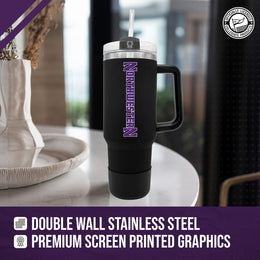 Northwestern Wildcats College & University 40 oz Travel Tumbler With Handle - Black