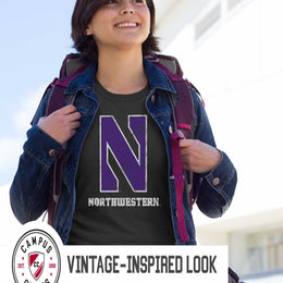 Northwestern Wildcats Adult MVP Heathered Cotton Blend T-Shirt - Black