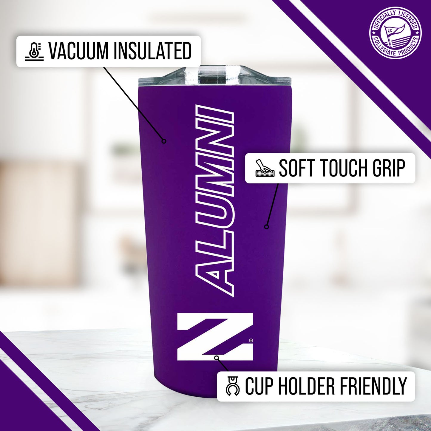 Northwestern Wildcats Collegiate Stainless Steel Travel Tumbler for Alumni - Purple