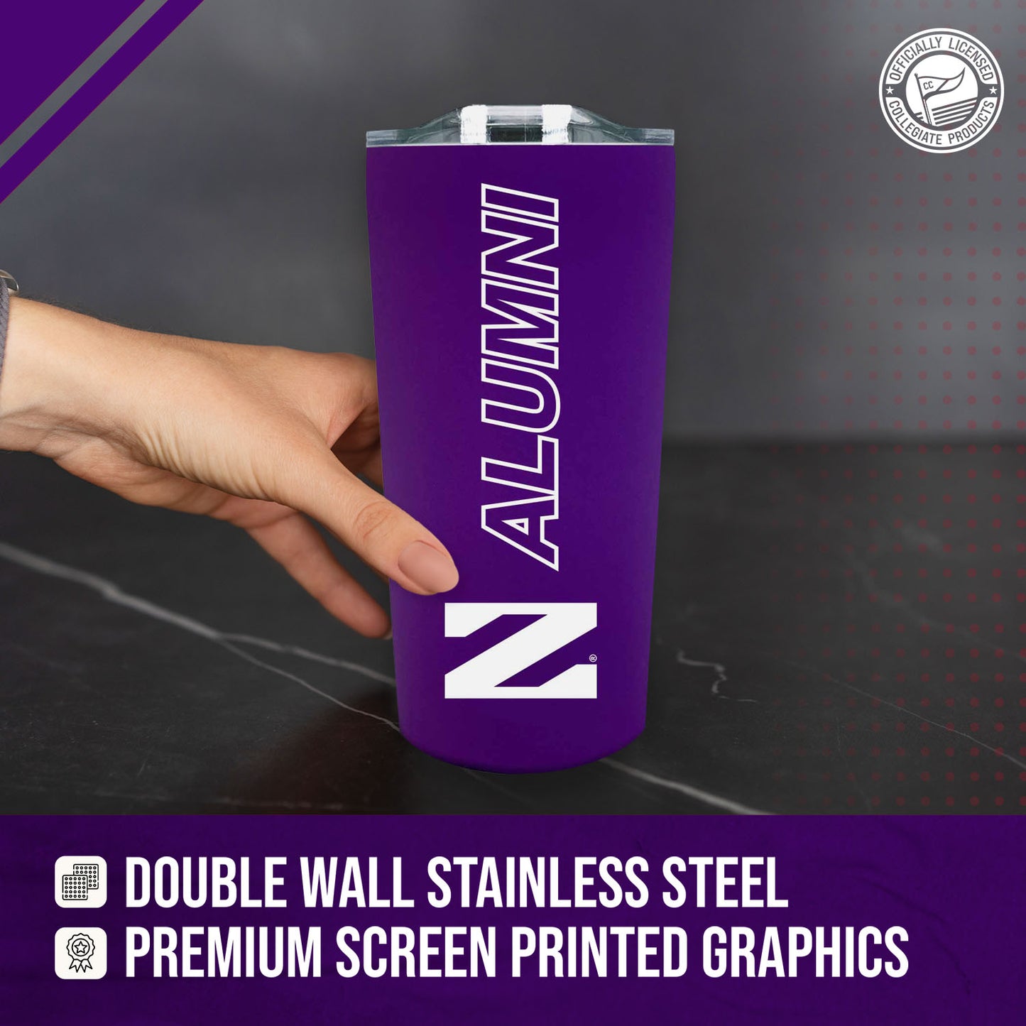 Northwestern Wildcats Collegiate Stainless Steel Travel Tumbler for Alumni - Purple