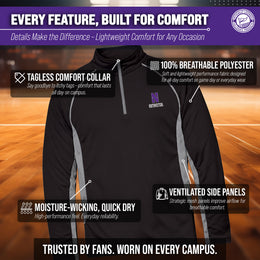 Northwestern Wildcats Mens NCAA Campus Classic Long Sleeve 1/4 Zip Windshirt - Black