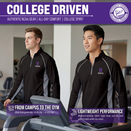 Northwestern Wildcats Mens NCAA Campus Classic Long Sleeve 1/4 Zip Windshirt - Black