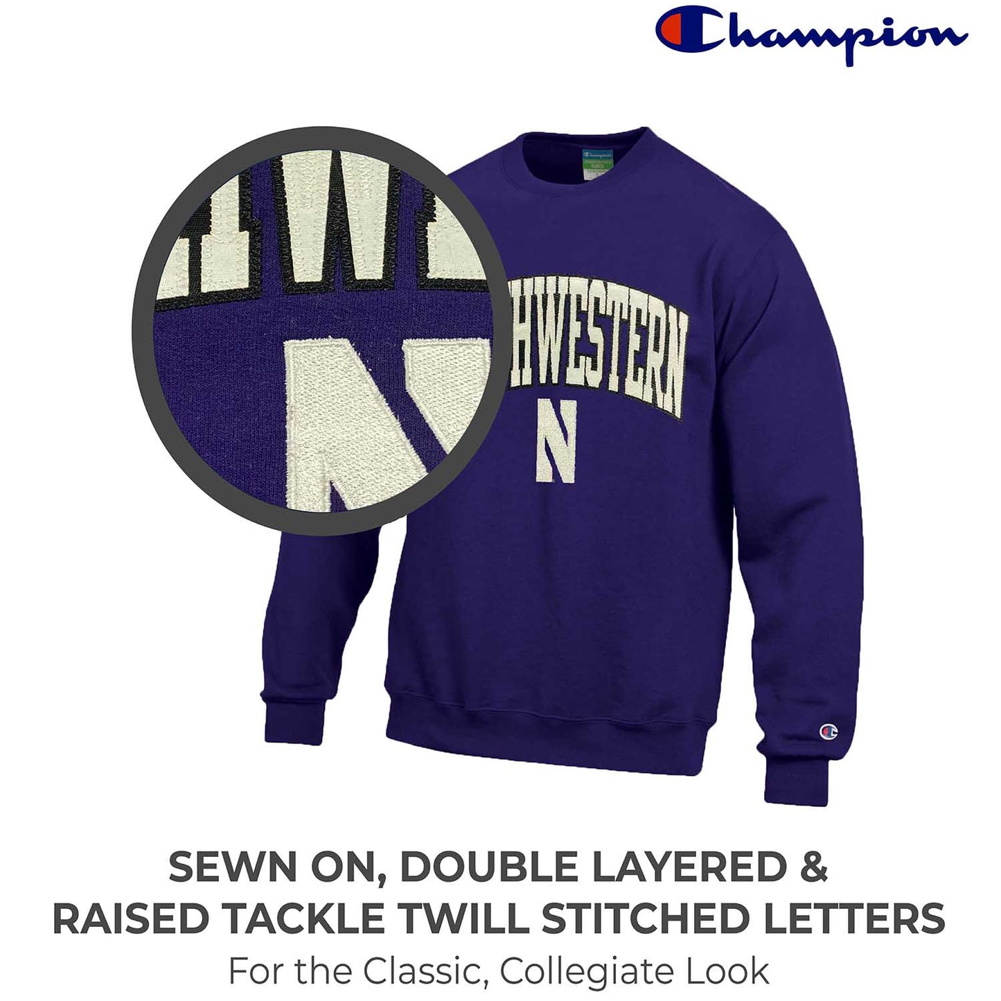 Northwestern Wildcats Adult Tackle Twill Crewneck - Purple