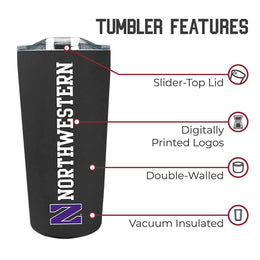 Northwestern Wildcats NCAA Stainless Steel Tumbler perfect for Gameday - Black