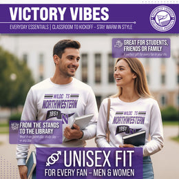 Northwestern Wildcats NCAA Adult Unisex Varsity Club Pennant Crewneck Fleece Sweatshirt - Off White