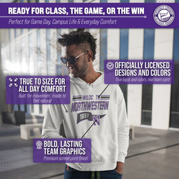 Northwestern Wildcats NCAA Adult Unisex Varsity Club Pennant Hooded Fleece Sweatshirt - Off White