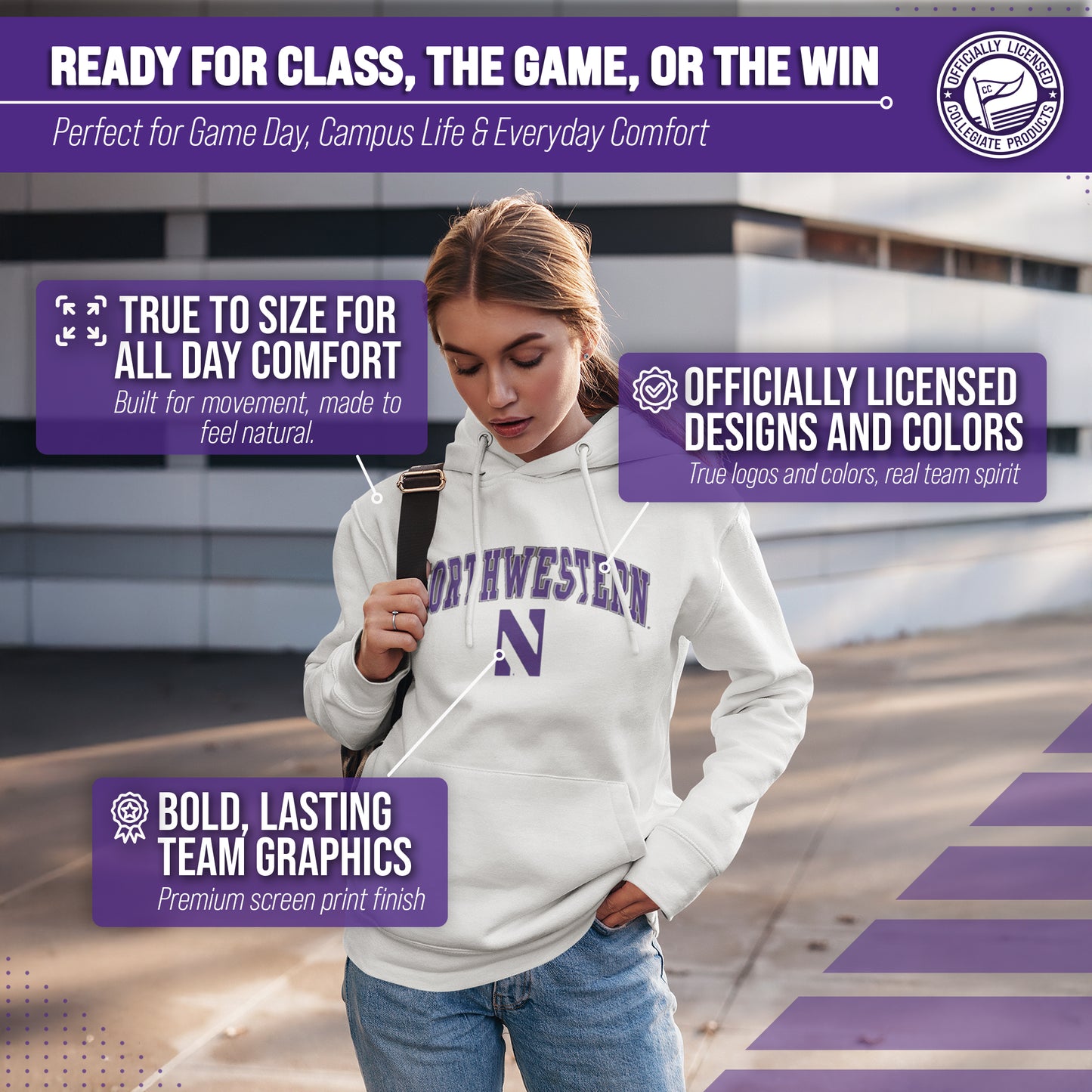 Northwestern Wildcats Adult Arch & Logo Soft Style Gameday Hooded Sweatshirt - White