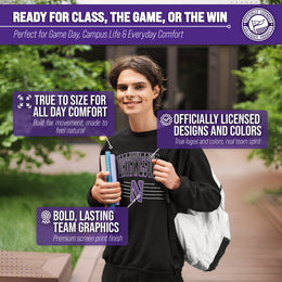 Northwestern Wildcats NCAA Adult Unisex Overtime Classics Crewneck Fleece Sweatshirt - Black
