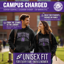 Northwestern Wildcats NCAA Adult Unisex Overtime Classics Hooded Fleece Sweatshirt - Black