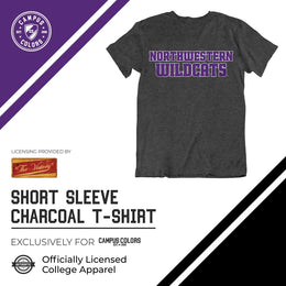 Northwestern Wildcats Campus Colors NCAA Adult Cotton Blend Charcoal Tagless T-Shirt - Charcoal