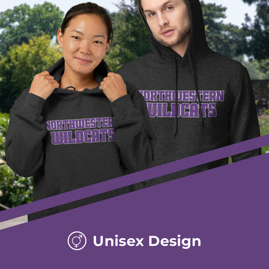 Northwestern Wildcats NCAA Adult Cotton Blend Charcoal Hooded Sweatshirt - Charcoal
