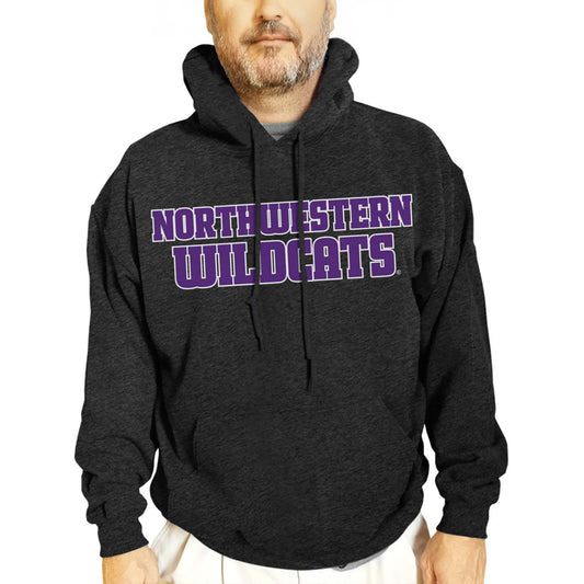 Northwestern Wildcats NCAA Adult Cotton Blend Charcoal Hooded Sweatshirt - Charcoal