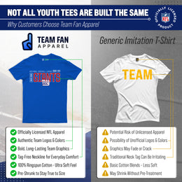 New York Giants NFL Youth Modern Endzone Football T-Shirt Unisex Tag Free Comfortable - Royal