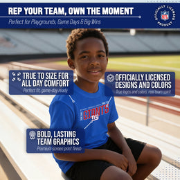 New York Giants NFL Youth Modern Endzone Football T-Shirt Unisex Tag Free Comfortable - Royal