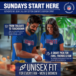 New York Giants NFL Adult Modern Endzone Tag-Less T-Shirt - Royal