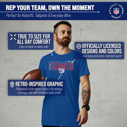 New York Giants NFL Adult Modern Endzone Tag-Less T-Shirt - Royal