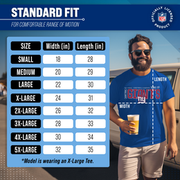 New York Giants NFL Adult Modern Endzone Tag-Less T-Shirt - Royal