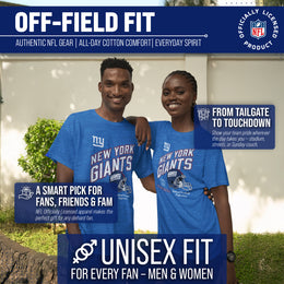 New York Giants NFL Adult Distressed Helmet Tag-Less T-Shirt - Royal Heather