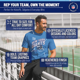 New York Giants NFL Adult Distressed Helmet Tag-Less T-Shirt - Royal Heather