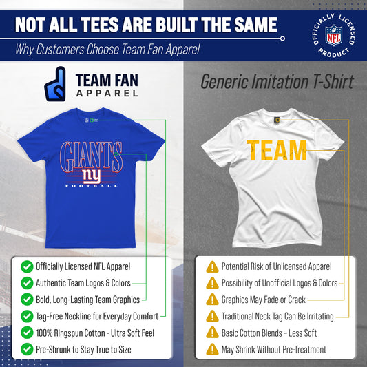New York Giants NFL Adult Overtime Blueprint Tag-Less T-Shirt - Royal
