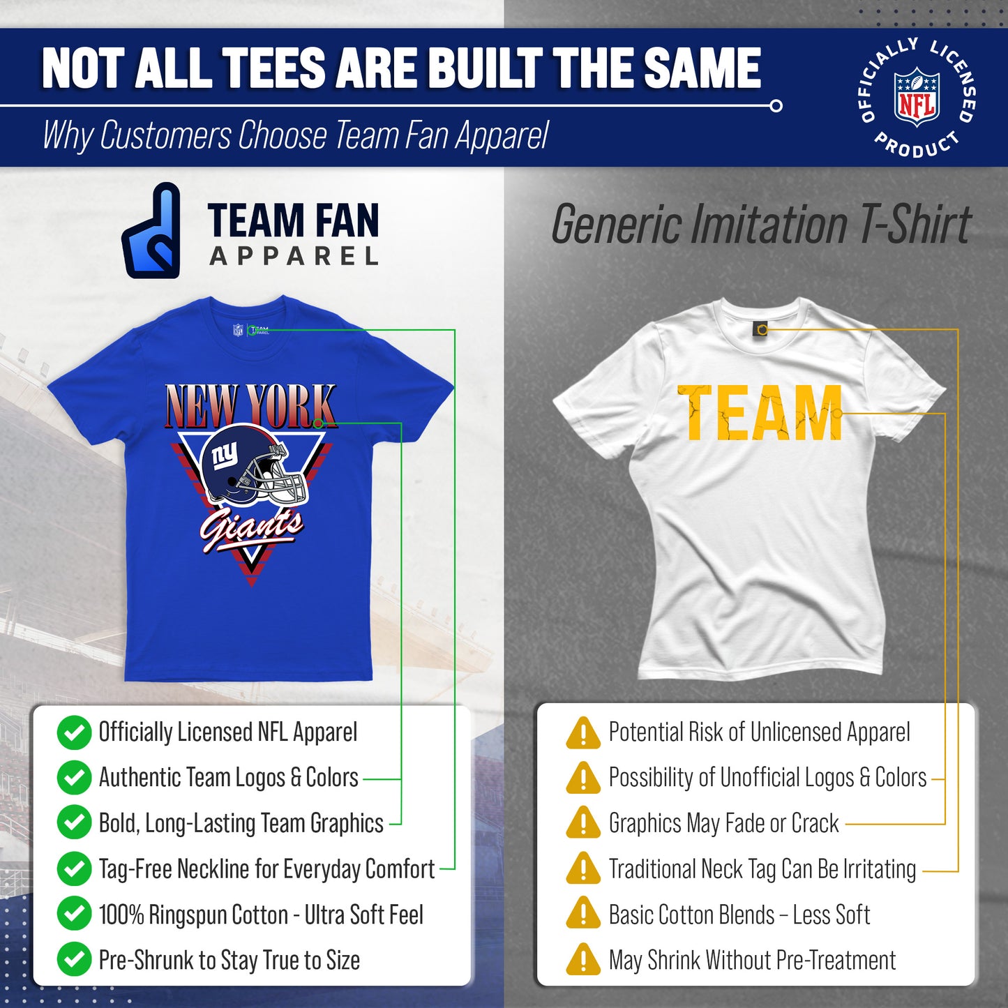 New York Giants NFL Adult Retro Triangle Unisex T-Shirt - Royal