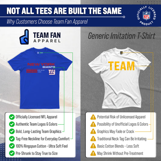 New York Giants Adult NFL Speed Stat Sheet T-Shirt - Royal