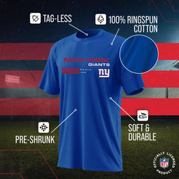 New York Giants Adult NFL Speed Stat Sheet T-Shirt - Royal