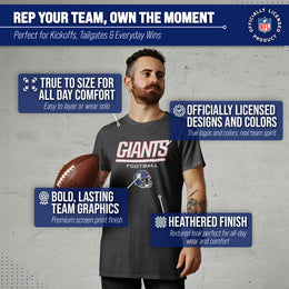 New York Giants NFL Adult Football Helmet Tagless T-Shirt - Charcoal