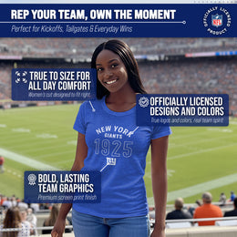 New York Giants NFL Womens Big Date Tag-Less T-Shirt - Royal